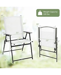 2 Pieces Patio Folding Chairs with Armrests for Deck Garden Yard
