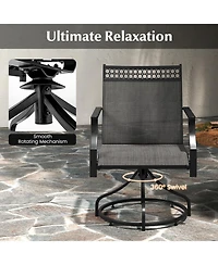 Patio Swivel Dining Chairs Set of 2 with Heavy-duty Metal Frame and Armrests
