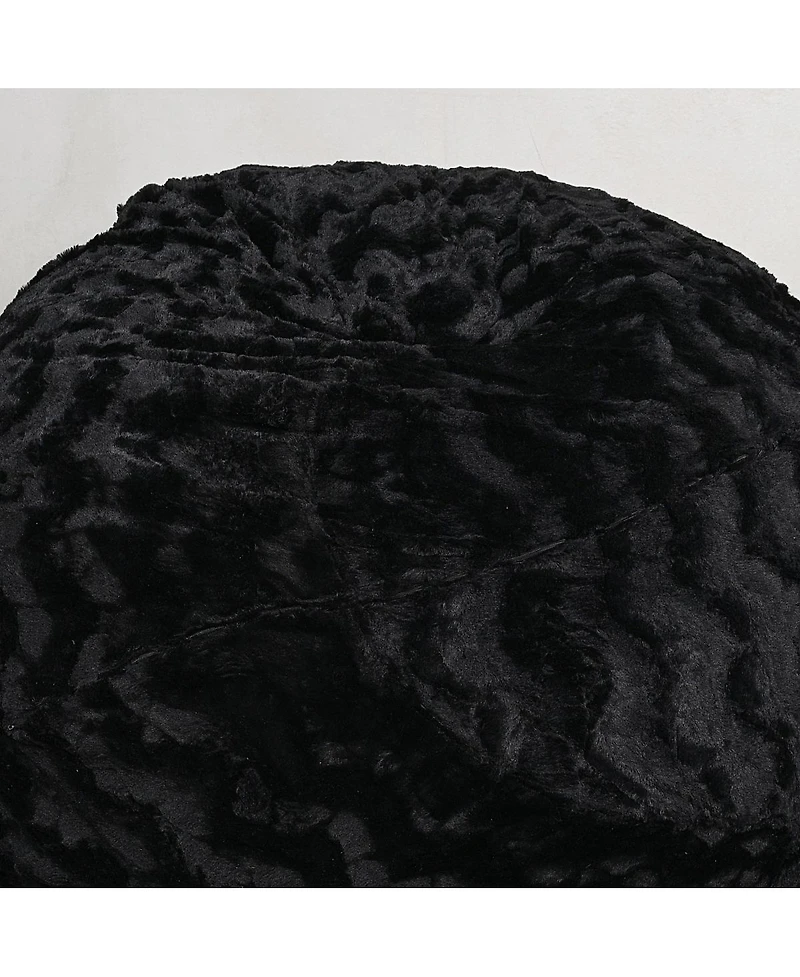 5ft Faux Fur Bean Bag Chair for Adults and Kids with Washable Cover Shredded Memory Foam Large Comfy Lounger Bedroom Living Room or Dorm-The Pop H