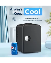 Cowsar Compact Refrigerator, Portable Mini Fridge, Skin Care 4L Capacity/6 Cans, for Bedroom, Car, Office & Dorm, Small Cooler for Cosmetics, Beverage