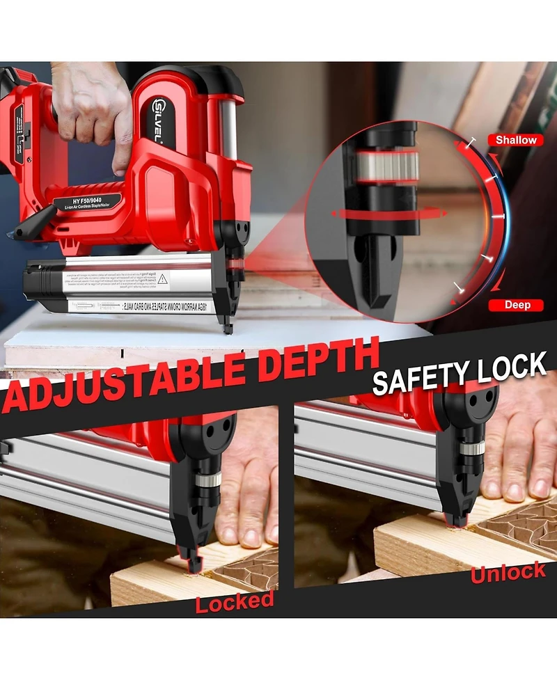 Silvel 18 Gauge Cordless Brad Nailer, 2 in 1 Cordless Nail Gun/Electric Stapler, 2 21V Battery Powered Nail Gun, Fast Charging for Woodworking,Home Im