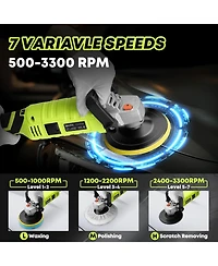 Silvel Buffer Polisher, 1600W 7 Inch/6 Inch Polisher for Car Detailing, Wax Machine, Variable Speed, with 6 Foam Pads, 3 Wool Packaging Bag, f