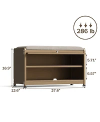 Shoe Bench with Storage,Shoe Rack for Entryway,Metal Seating, Organizer Cabinet, Metal Storage Hallway