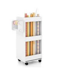 Utility Trolley with Open Shelves and 3 Drawers – Rolling Cart for Kitchen, Office, or Bathroom Organization