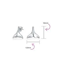 Bling Jewelry Set of 2 Nautical Mermaid Fin Whale Tail Stud Earrings Silver and Gold Vermeil