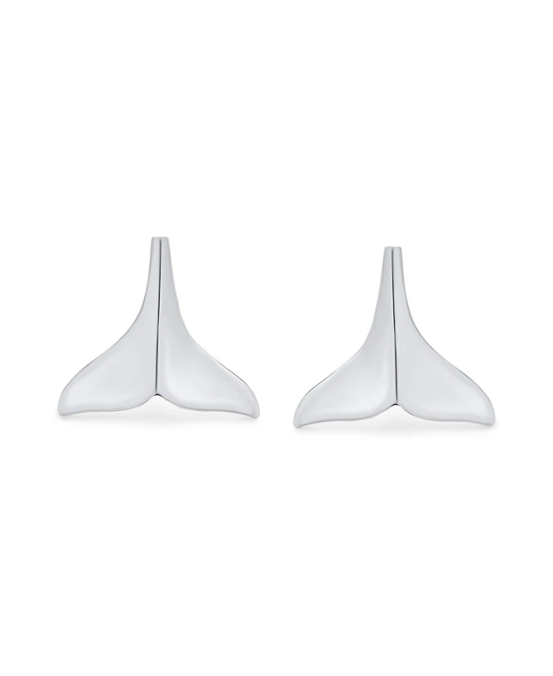 Bling Jewelry Set of 2 Nautical Mermaid Fin Whale Tail Stud Earrings Silver and Gold Vermeil