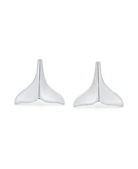 Bling Jewelry Set of 2 Nautical Mermaid Fin Whale Tail Stud Earrings Silver and Gold Vermeil