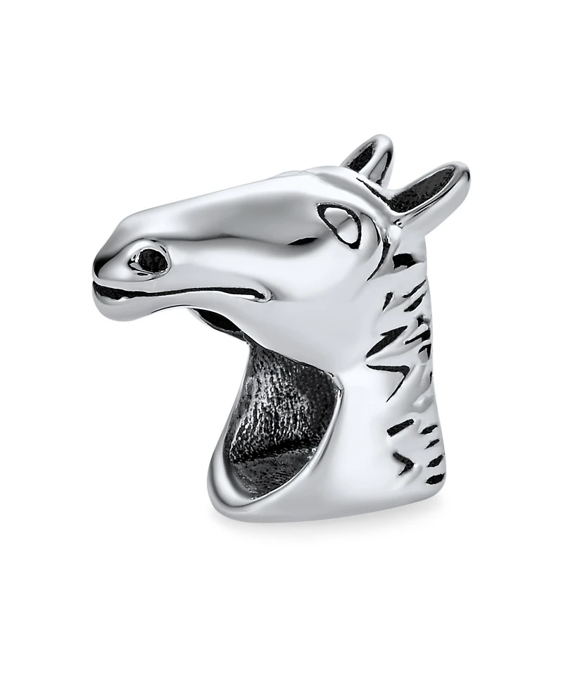 Bling Jewelry Set of 2 Western Horse and Jockey Equestrian Cap Hat Charm Bead Sterling Silver