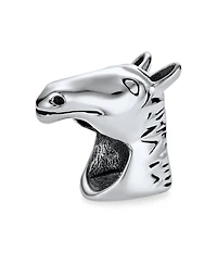 Bling Jewelry Set of 2 Western Horse and Jockey Equestrian Cap Hat Charm Bead Sterling Silver