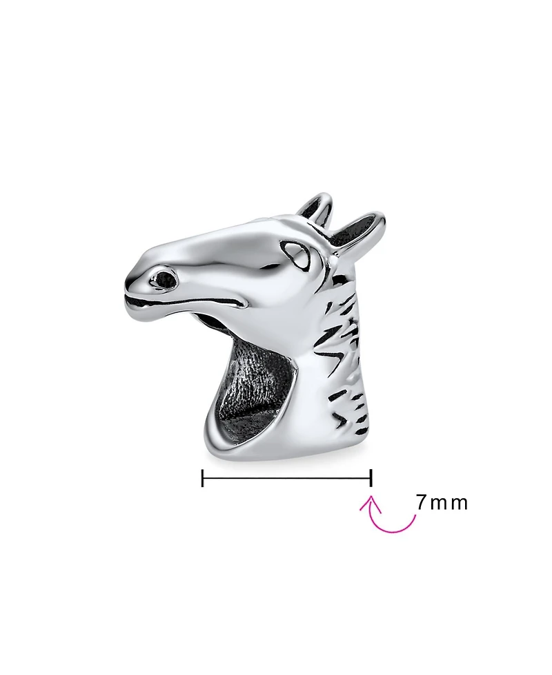 Bling Jewelry Set of 2 Western Horse and Jockey Equestrian Cap Hat Charm Bead Sterling Silver