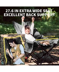 Naturehike Seastar Padded Camping Chair, Oversized 2-Position Adjustable Folding Portable Camp Chair with Side Pocket & Carry Bag