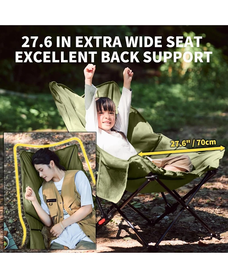 Naturehike Seastar Padded Camping Chair, Oversized 2-Position Adjustable Folding Chair, Portable Camp Chair with Side Pocket & Carry Bag