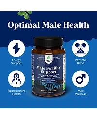 Male Fertility Support for Men with CoQ10, Maca Root, Methyl Folate & D-Aspartic Acid for Enhanced Drive & Count Motility, Nature's Craft | 90ct
