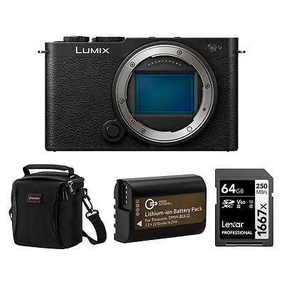 Panasonic Lumix S9 Mirrorless Camera, Jet Black, Bundle with Silver Series Professional 1667x 64GB Uhs-ii Sdxc Memory Card, Alpine 120 Multi-Device Sh