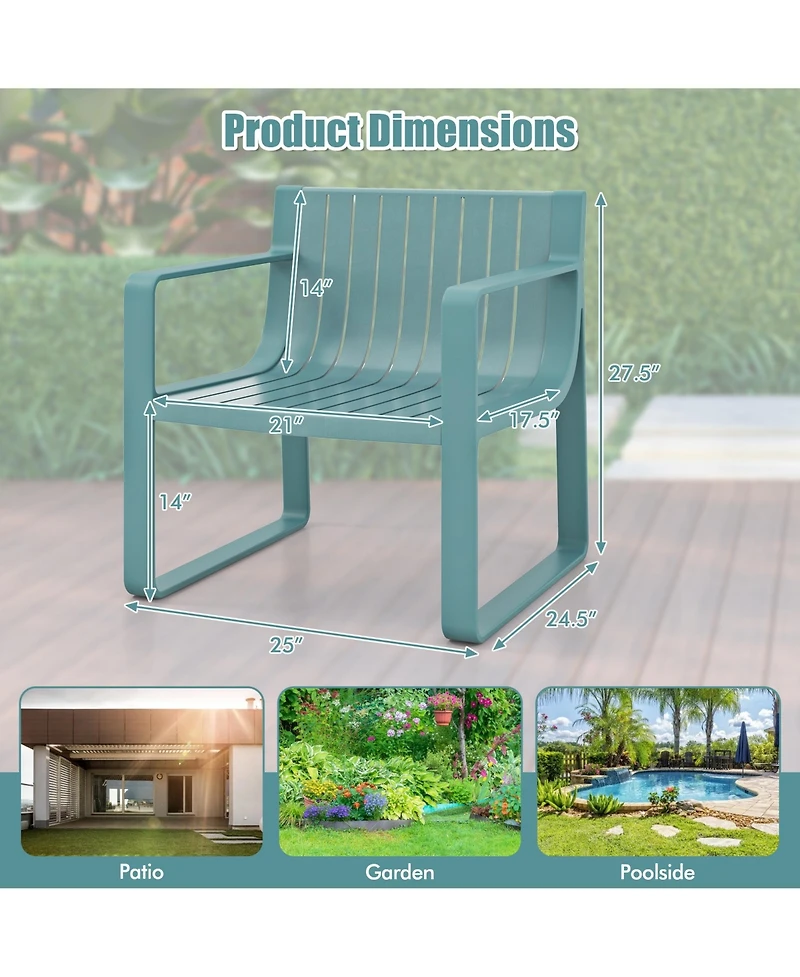 Patio Chairs Set of 4 Weather-resistant Plastic Outdoor Armchairs