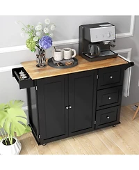 Kitchen Island Trolley Cart with Drop-Leaf Tabletop and Storage Cabinet – Space-Saving Rolling Cart for Cooking Prep