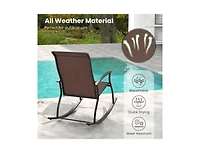 2 Pieces Outdoor Rocking Chairs with Breathable Backrest