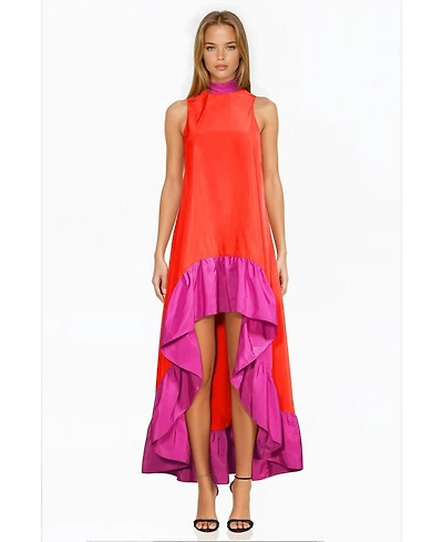 Womens The Yolanda Fuchsia Orange High-Low Maxi Dress
