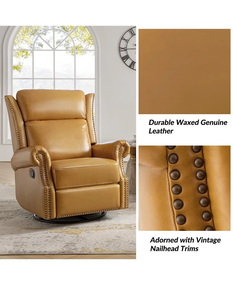 Paoletta Genuine Leather Manual Swivel Glider Recliner