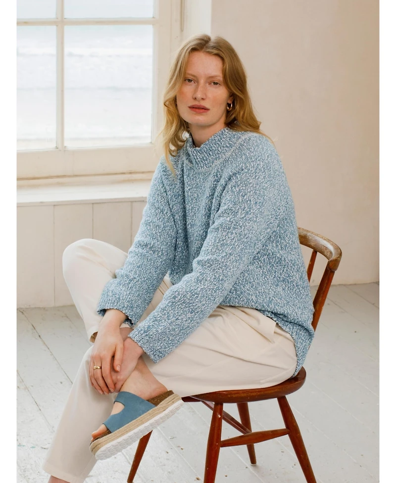 Celtic & Co. Women's Merino Cotton Slouch Funnel Neck Sweater