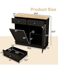 Kitchen Tilt Out Trash Cabinet with 2 Drawers and Adjustable Shelf – Space-Saving Trash Bin Organizer for Kitchen
