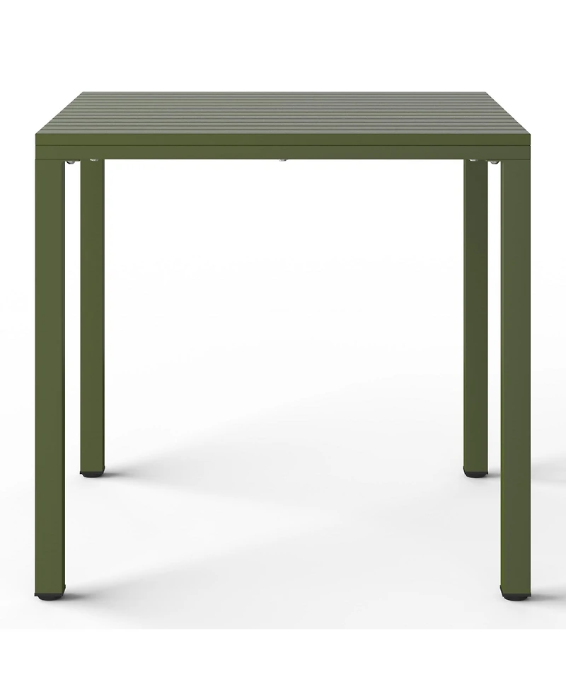 5-Piece Outdoor Metal Frame Square Dining Table Patio Set with Stackable Chairs