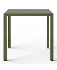 5-Piece Outdoor Metal Frame Square Dining Table Patio Set with Stackable Chairs