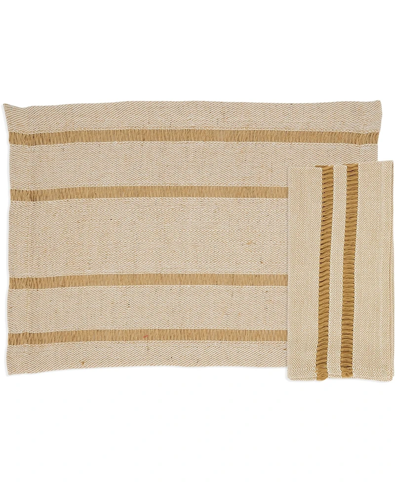 Saro Lifestyle Classic Stripe Placemats and Napkins, Set of 8