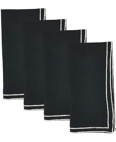 Saro Lifestyle Double Line Embroidered Linen Napkins, 20" x 20"