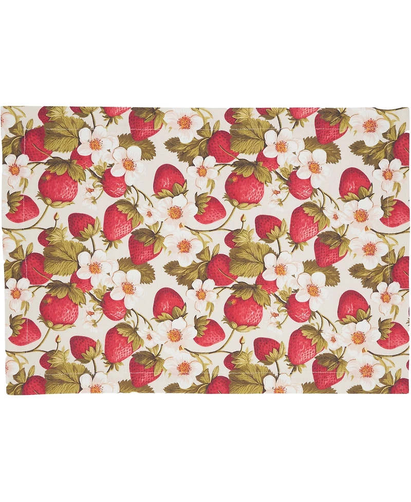 Saro Lifestyle Breezy Juicy Strawberry Cotton Placemats, 14" x 20", Set of 4