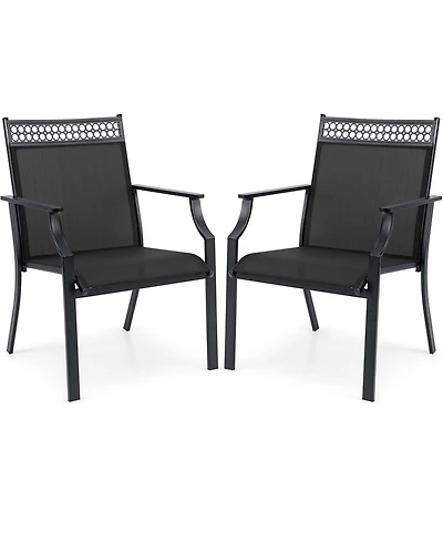 Patio Chairs Set of 2 with All Weather Breathable Fabric High Backrest