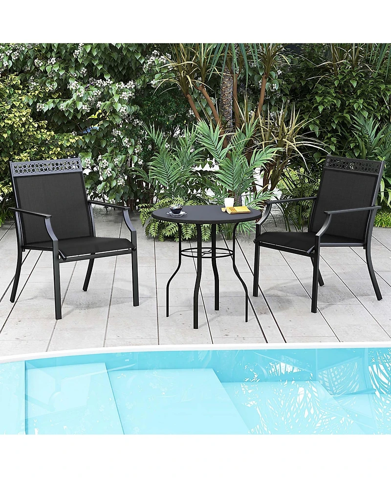 Patio Chairs Set of 2 with All Weather Breathable Fabric High Backrest