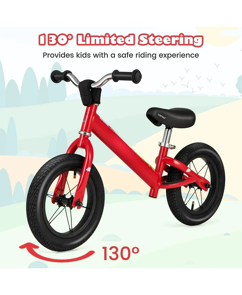 12 Inch Toddler Balance Bike with Height Adjustable Handlebar and Seat