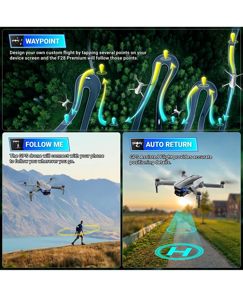 Contixo F28-Premium Gps Drone, 4K Camera, 3-Axis Gimbal, 30 Min Flight - Foldable