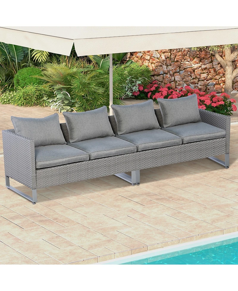 2PCS Patio Conversation Set Sectional Sofa Furniture Cushioned Seat Garden