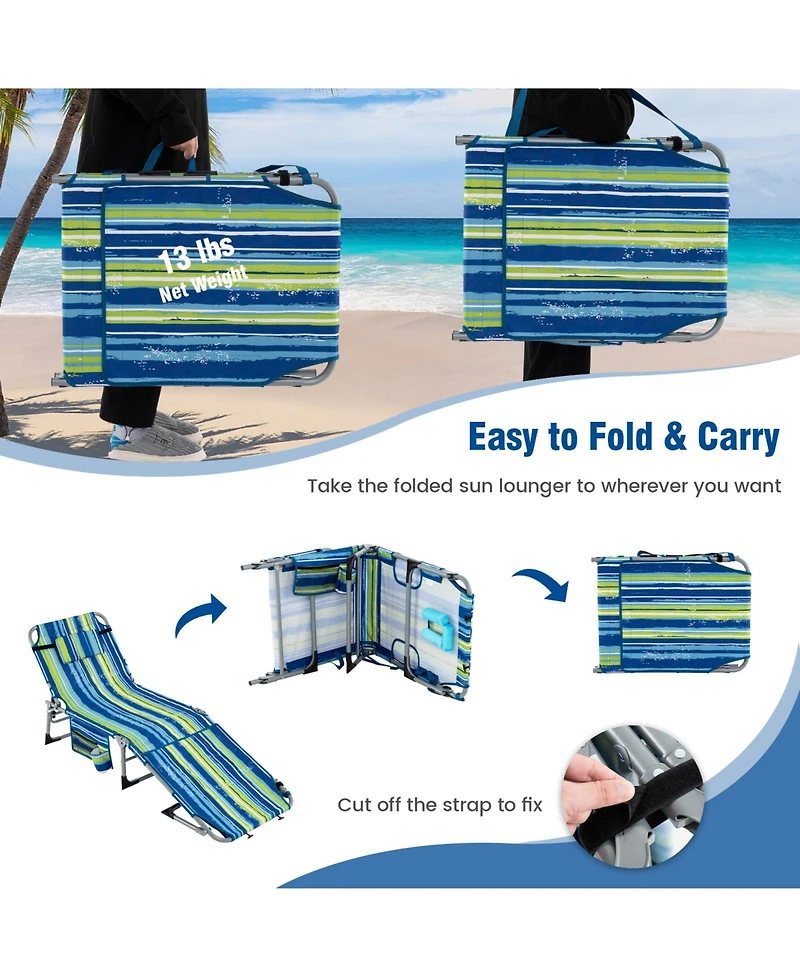 5-Position Outdoor Folding Chaise Lounge Chair