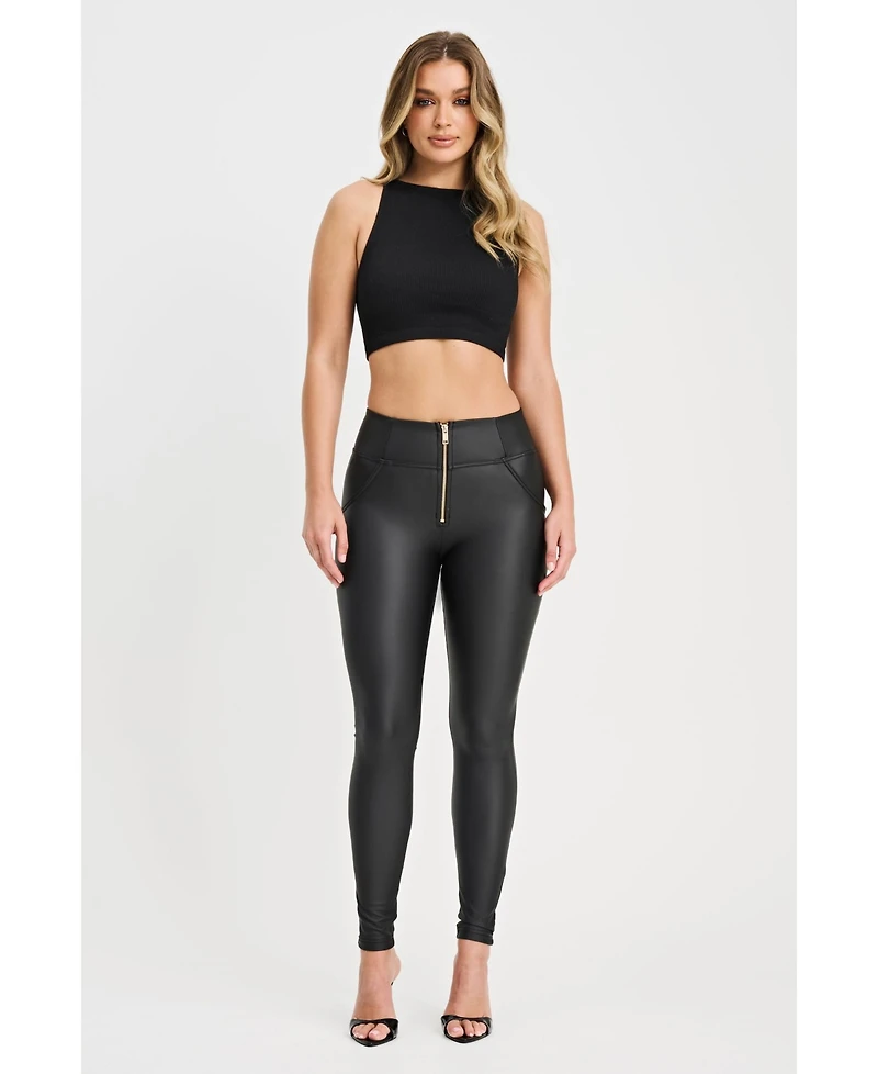 Freddy Women's High-Rise Corset Faux Leather Sculpting Pants
