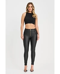 Freddy Women's High-Rise Corset Faux Leather Sculpting Pants