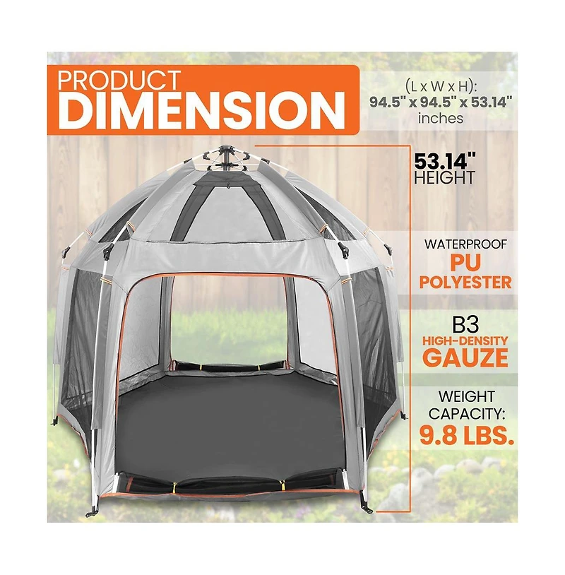 SereneLife Portable & Foldable Playpen with Padded Mattress, Gray