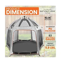 SereneLife Portable & Foldable Playpen with Padded Mattress, Gray