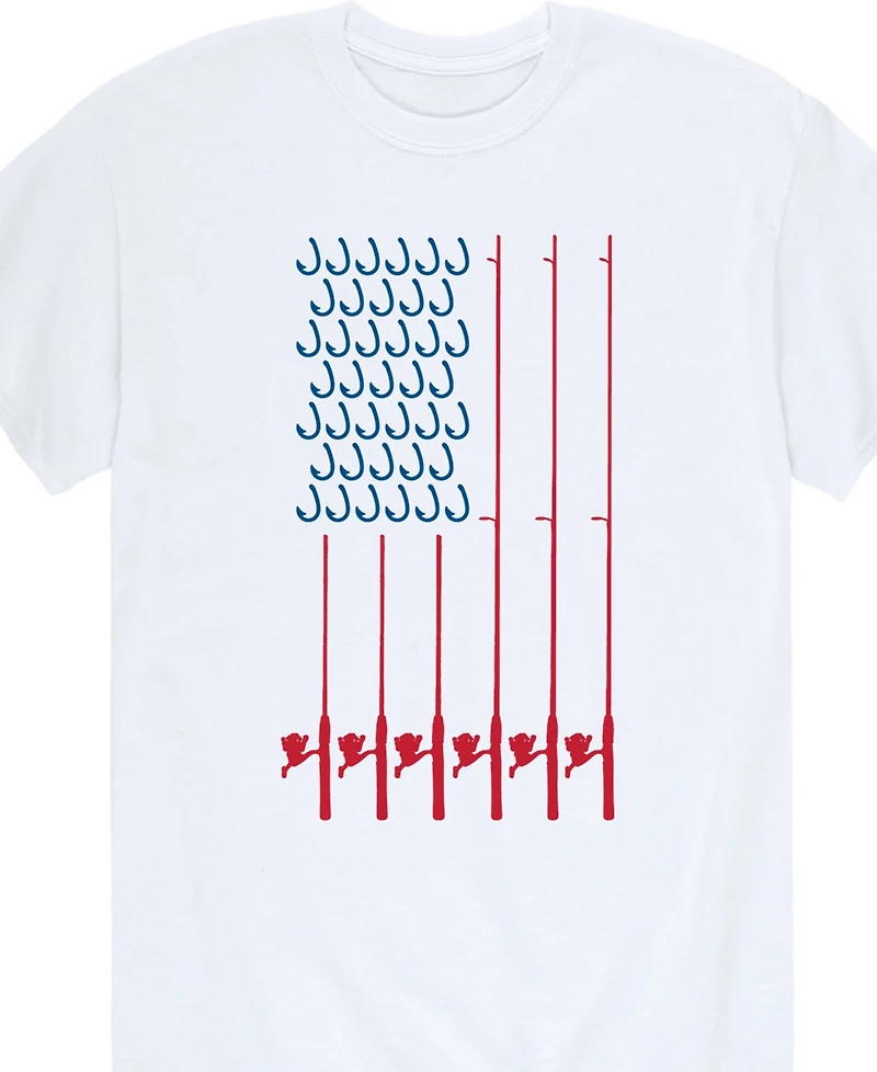 Airwaves Men's American Flag Fishing Poles Short Sleeve T-Shirt