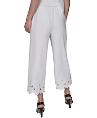Karl Lagerfeld Paris Petite Mid-Rise Cutout-Flower Pants