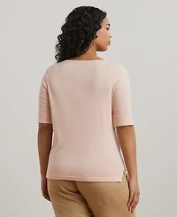 Lauren Ralph Plus Cotton-Blend Boatneck Top