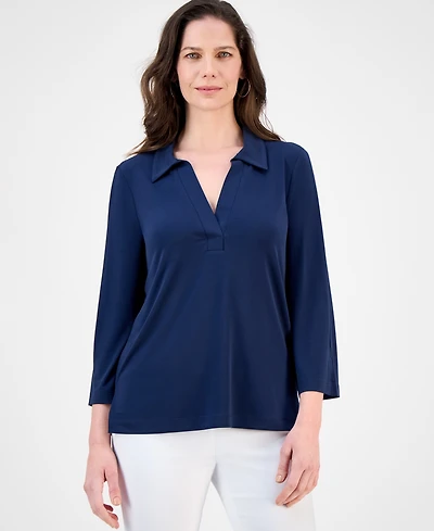 Jm Collection Petite Johnny-Collar Tunic, Exclusively at Macy's