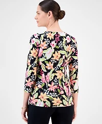 Jm Collection Women's Printed 3/4-Sleeve Top, Exclusively at Macy's