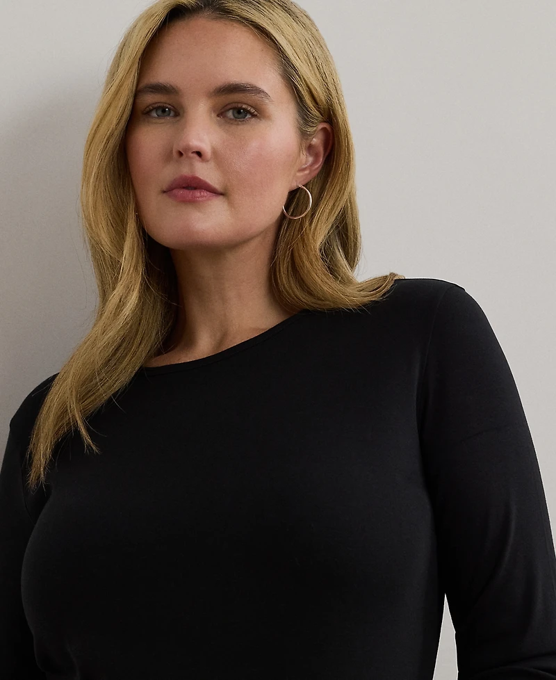 Lauren Ralph Plus Stretch Long-Sleeve Tee