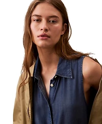 Calvin Klein Jeans Women's Sleeveless Button-Down Shirt