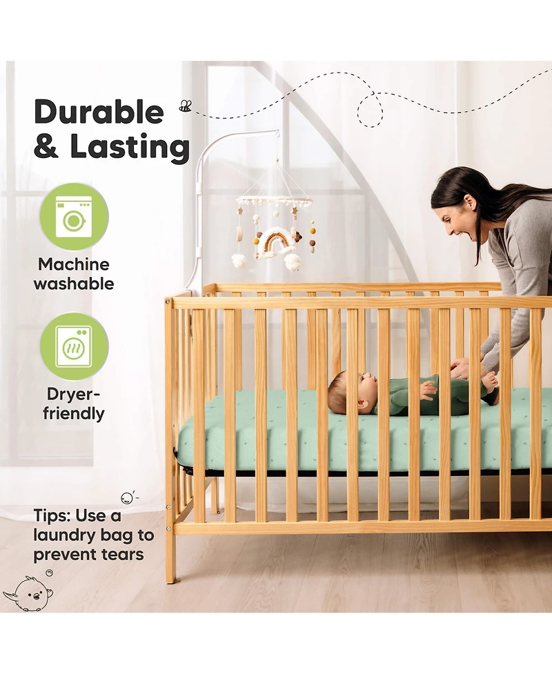 KeaBabies 2pk Aereo Fitted Crib Sheets for Boys, Girls, 52x28 Standard Baby Mattress Sheets, Bamboo Viscose Cotton