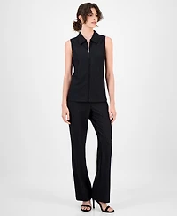 Anne Klein Women's Pinstriped Zip-Front Collared Vest