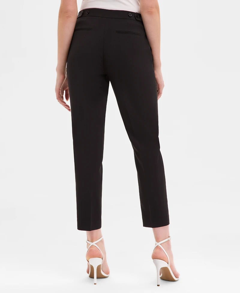 Anne Klein Women's Luxe Twill Fly-Front Side-Tab Straight Pants
